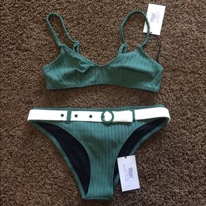 Solid and striped two piece bikini